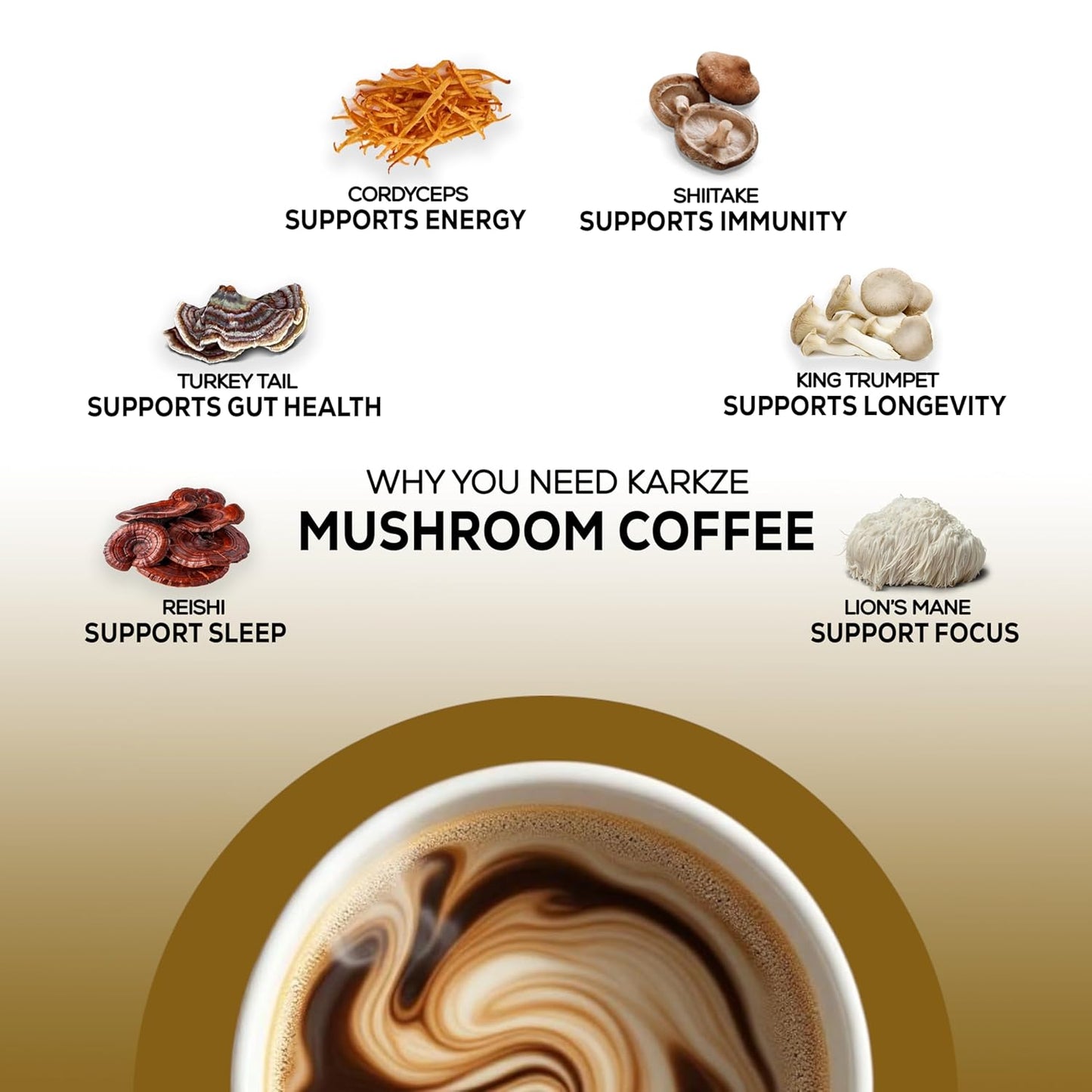 KARKZE Organic Mushroom Coffee 30 Servings