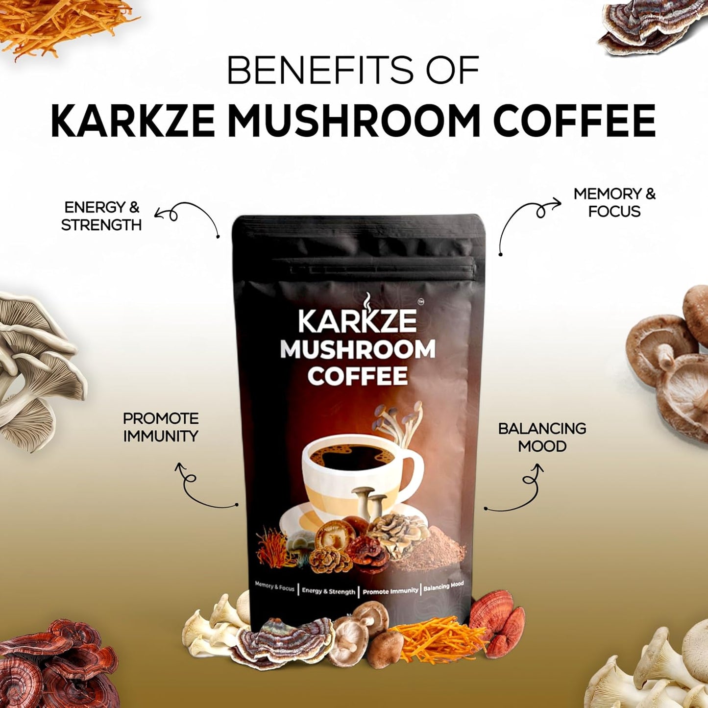 KARKZE Organic Mushroom Coffee 30 Servings